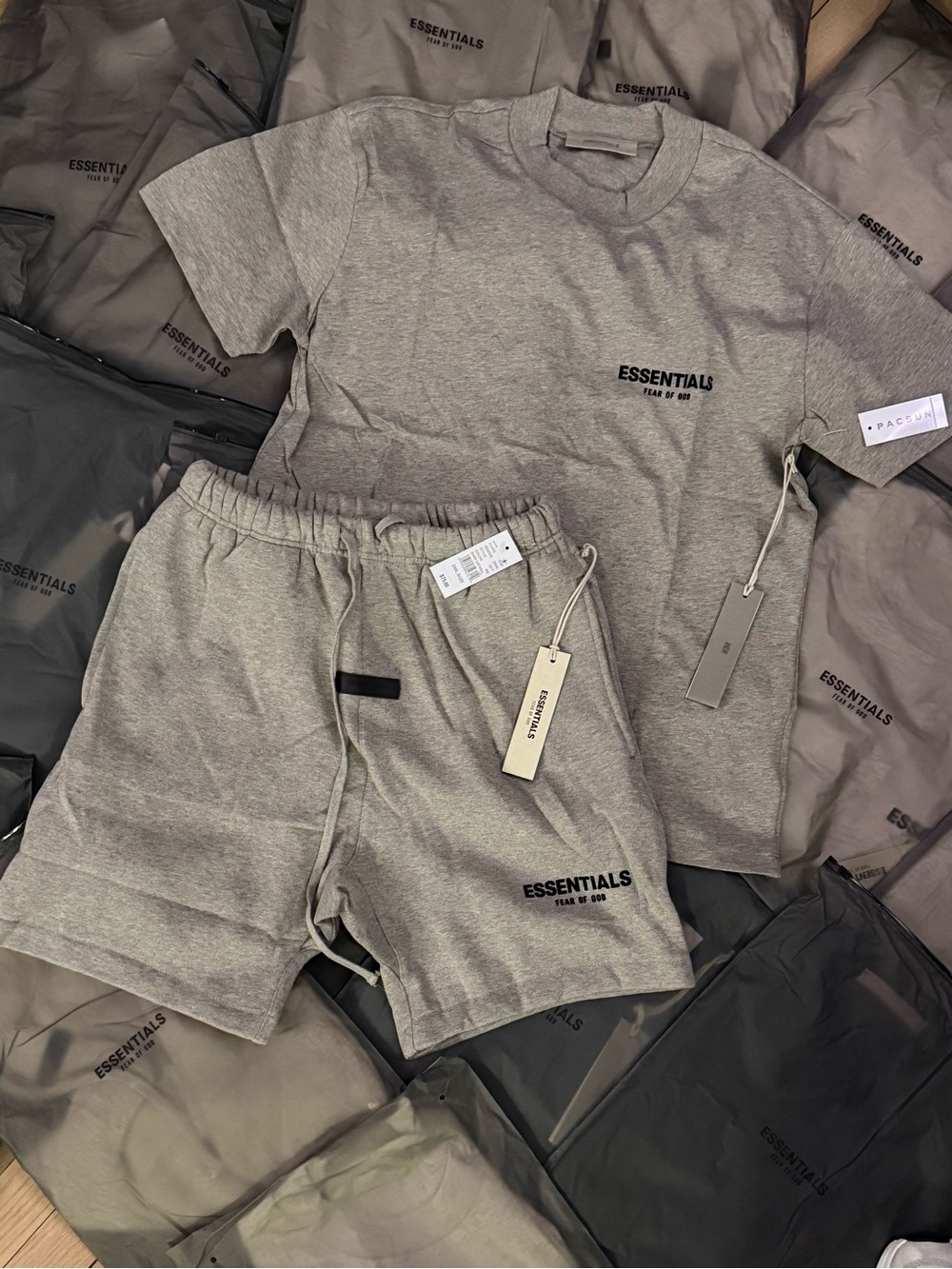 ESSENTIALS Men’s Heather Gray Tee & Shorts Set